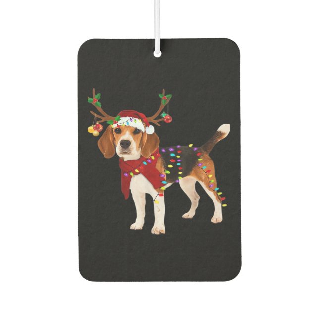 Beagle und Weihnachten Klassischer T - Shirt Autolufterfrischer (Vorderseite)
