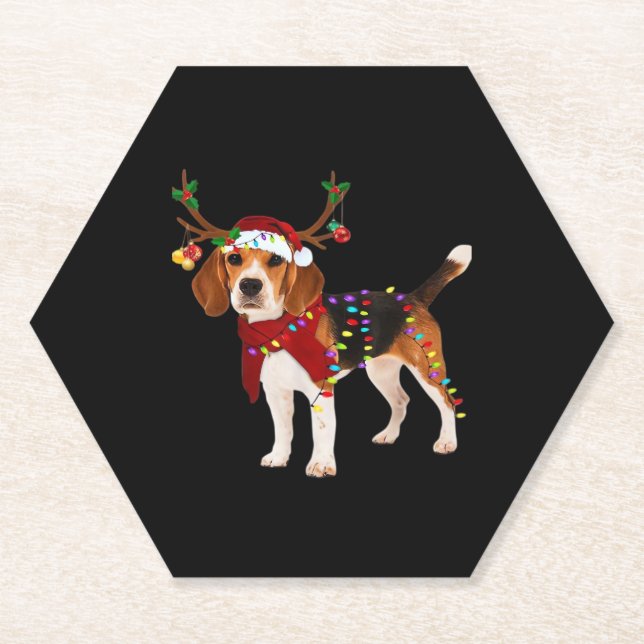 Beagle und Weihnachten Klassischer T - Shirt Untersetzer (Vorderseite)