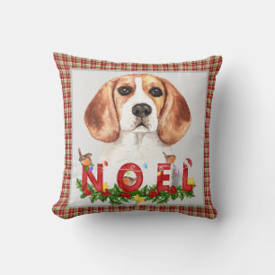 Beagle und Weihnachtsbouquet Kissen