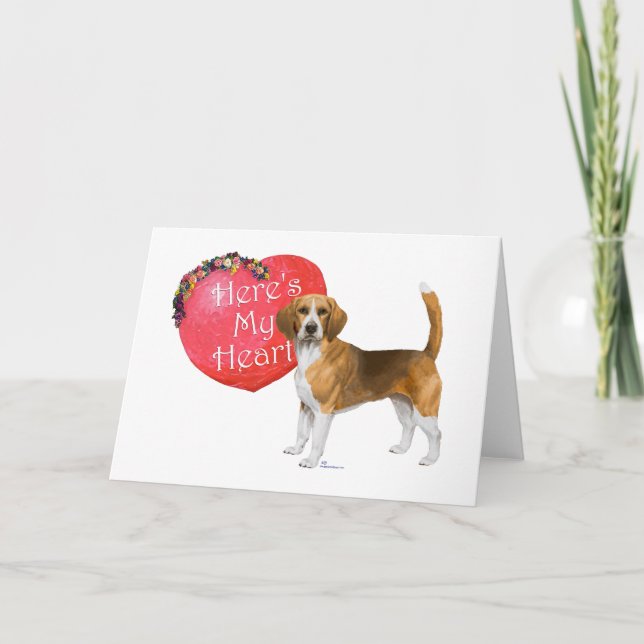 Beagle Valentine Feiertagskarte (Vorderseite)
