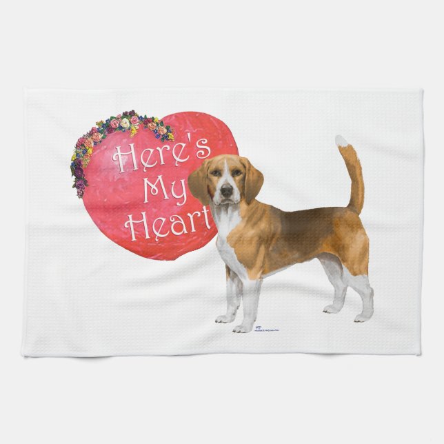 Beagle Valentinstag Handtuch (Horizontal)