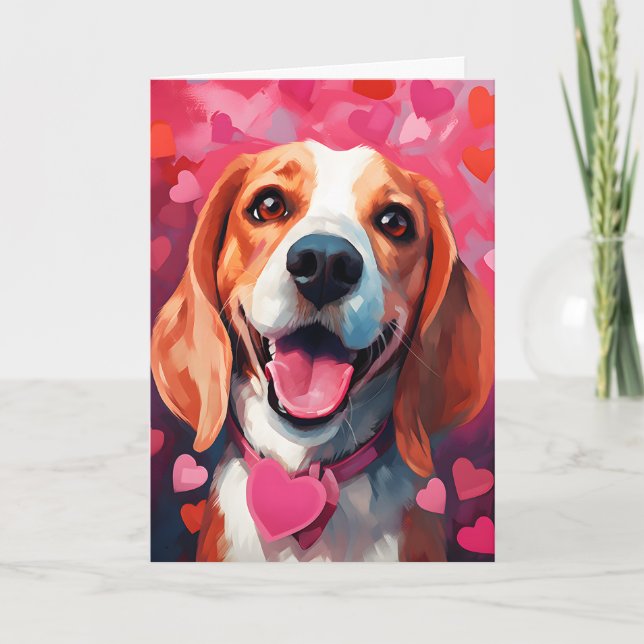 Beagle Valentinstag Karte (Vorderseite)