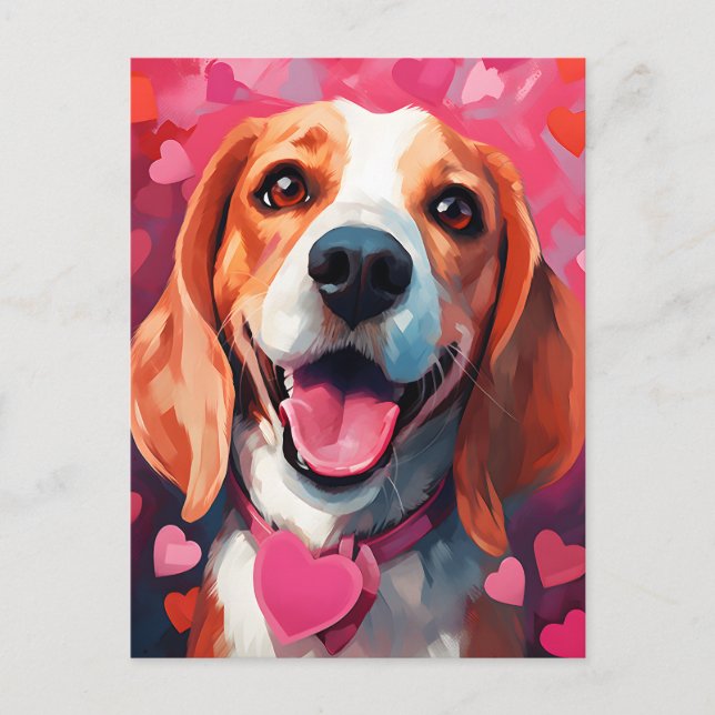 Beagle Valentinstag Postkarte (Vorderseite)