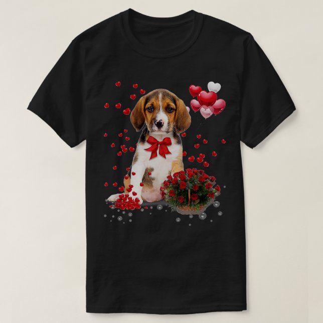 Beagle Valentinstag Shirt Funny Dog Lover Happy  (Design vorne)