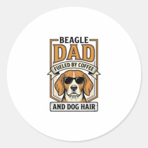 Beagle-Vater, angetrieben von Kaffee und Hundehaar Runder Aufkleber