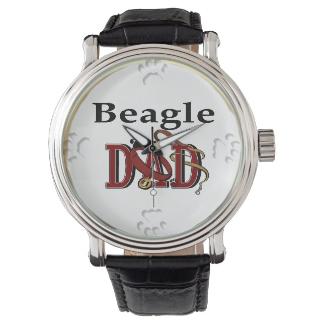 Beagle Vater Geschenke Armbanduhr (Vorderseite)
