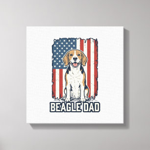 Beagle-Vater-patriotisches-vintage-Design_ Leinwanddruck