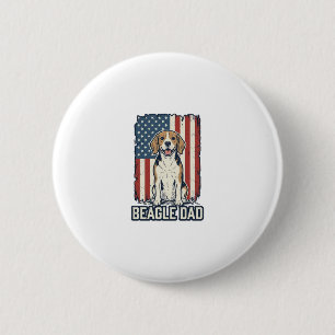 Beagle-Vater Patriotisches Vintage-Gravur-Hund-Des Button