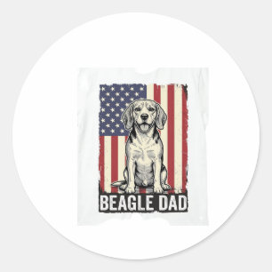 Beagle-Vater-patriotisches-vintage-Hunde-Shirt-Des Runder Aufkleber
