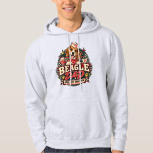 Beagle-Vater Retro-Diner Pfotenabdruck-Abzeichen Hoodie