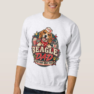 Beagle-Vater Retro-Diner Pfotenabdruck-Abzeichen Sweatshirt