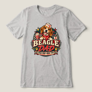 Beagle-Vater Retro-Diner Pfotenabdruck-Abzeichen Tri-Blend Shirt