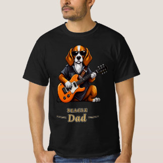 Beagle-Vater Rockstar Gitarre Hund Geschenk T-Shirt