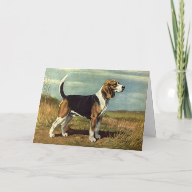 Beagle-Vintage Gruß-Karte Karte (Vorderseite)