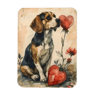 Beagle Vintage Valentinstag Magnet