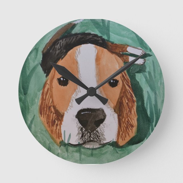 Beagle-Wand-Uhr Runde Wanduhr (Vorderseite)