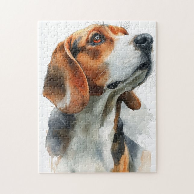 Beagle watercolor portrait (Vertikal)