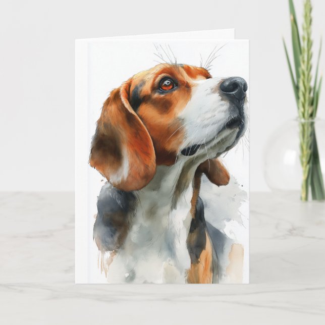 Beagle watercolor portrait karte (Vorderseite)