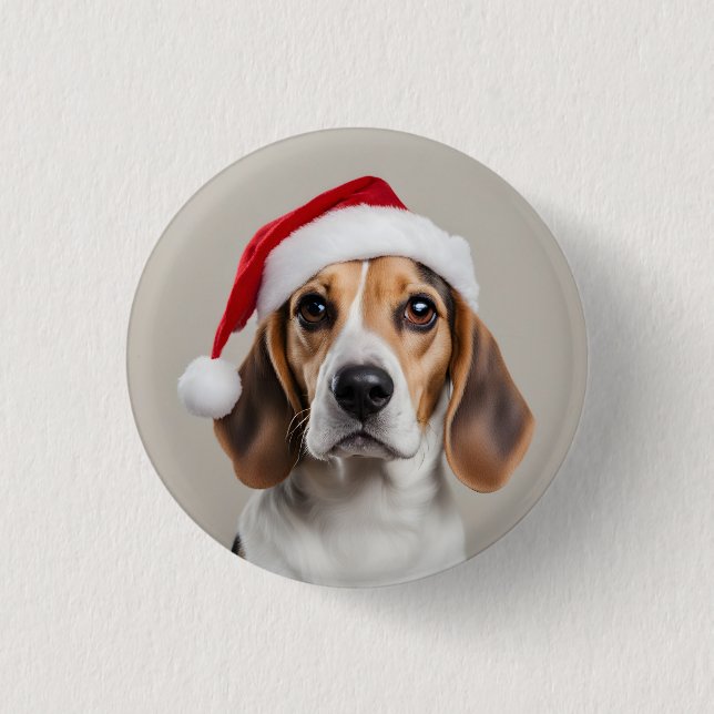 Beagle Weihnachten Button (Vorderseite)