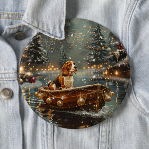 Beagle Weihnachten Feierliche Reise Button