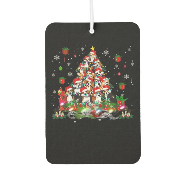 Beagle Weihnachten Funny T-Shirts Beagle Xmas Tree Autolufterfrischer (Vorderseite)
