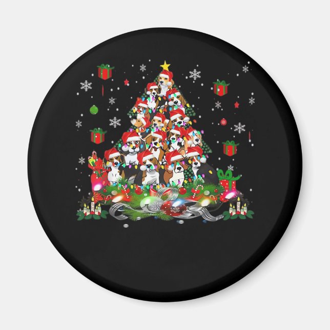 Beagle Weihnachten Funny T-Shirts Beagle Xmas Tree Magnet (Vorne)