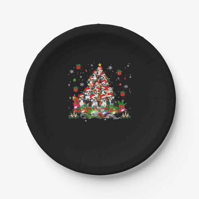 Beagle Weihnachten Funny T-Shirts Beagle Xmas Tree Pappteller (Vorderseite)