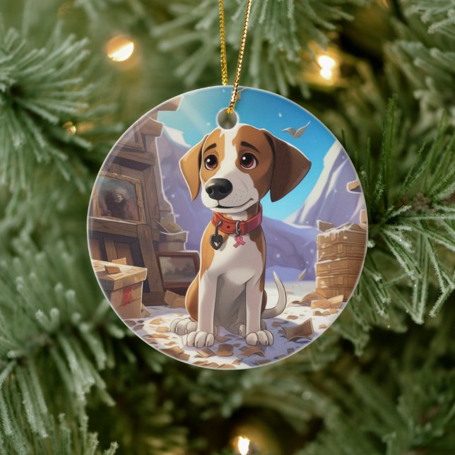 Beagle Weihnachten, Geschenk für Beagle Hund Lover Keramik Ornament (Baum)