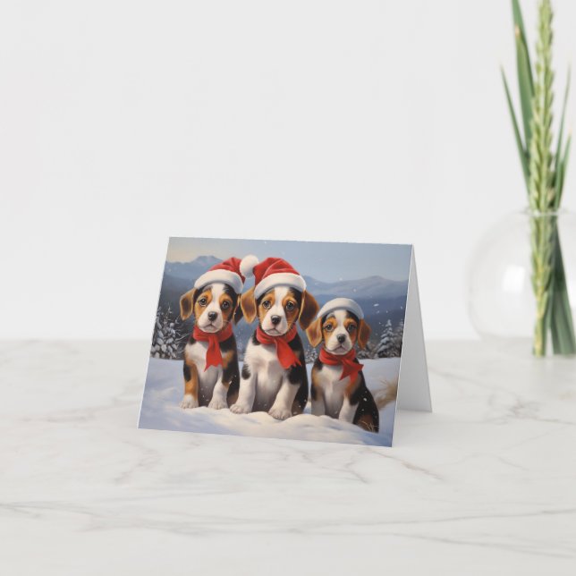 Beagle Weihnachten Karte (Vorderseite)