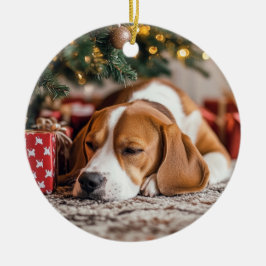 Beagle Weihnachten Keramik Ornament