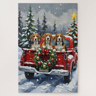 Beagle Weihnachten Rotes Lastwagen Urlaub
