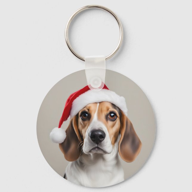 Beagle Weihnachten Schlüsselanhänger (Vorderseite)