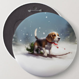 Beagle Weihnachten Schnee Winter Button