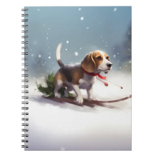 Beagle Weihnachten Schnee Winter Notizblock