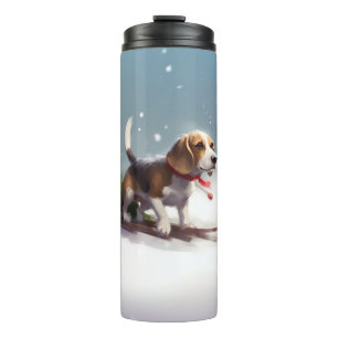 Beagle Weihnachten Schnee Winter Thermosbecher
