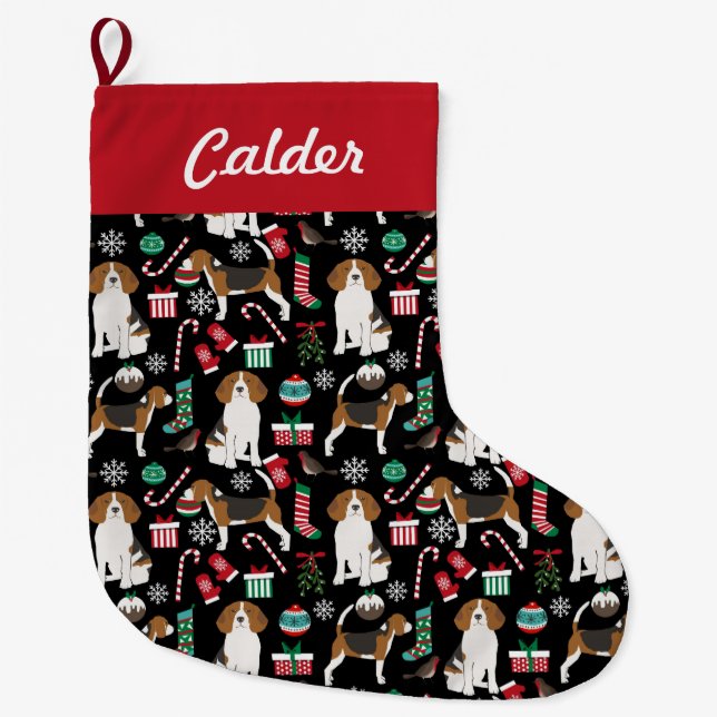Beagle Weihnachten Strumpf Großer Weihnachtsstrumpf (Vorderseite)