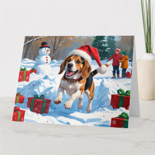 Beagle Weihnachten Weihnachtsfest Schneeszene Karte