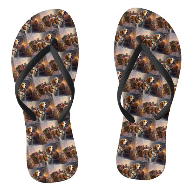 Beagle Weihnachts-Feiertage Flip Flops (Fußbett)