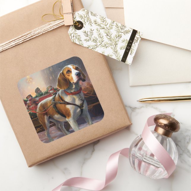 Beagle Weihnachts-Feiertage Quadratischer Aufkleber (Schenken)