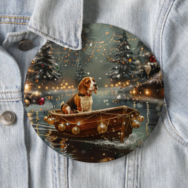 Beagle Weihnachts-Festreise Button (Beispiel)