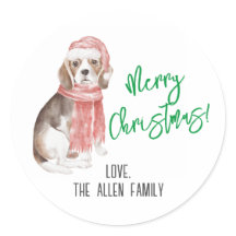 Beagle Weihnachtsaufkleber
