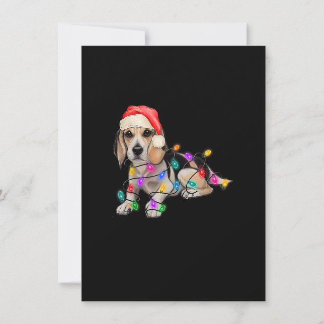 Beagle Weihnachtsbaum Lichter Weihnachten Weihnach Einladung (Vorderseite)