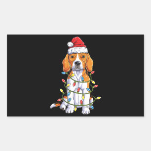 Beagle Weihnachtsbaum Lichter Weihnachten Weihnach Rechteckiger Aufkleber