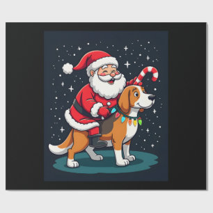Beagle Weihnachtsbeleuchtung Weihnachtsmann Reitet Geschenkpapier