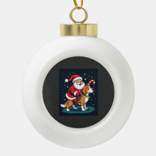 Beagle Weihnachtsbeleuchtung Weihnachtsmann Reitet Keramik Kugel-Ornament