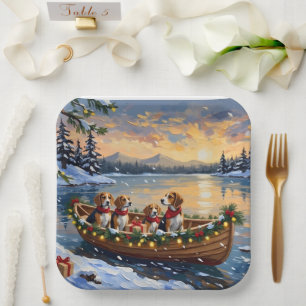 Beagle Weihnachtsboot-Feiertag Pappteller