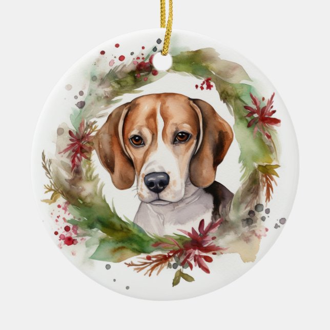 Beagle Weihnachtsfest Keramik Ornament (Vorne)