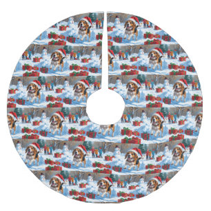 Beagle-Weihnachtsfest-Schneeszene Polyester Weihnachtsbaumdecke