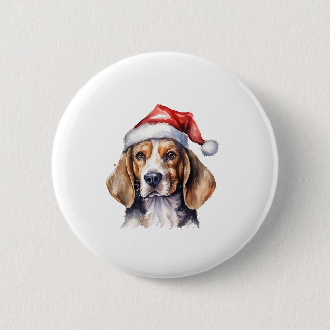 Beagle Weihnachtshund Button (Vorderseite)