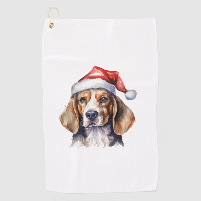 Beagle Weihnachtshund Golfhandtuch (Vorderseite)